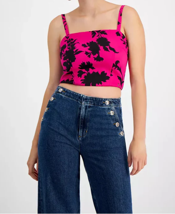 Guess Tops Eve Mouwloos Korsetblouse – Bloemenprint – Dames