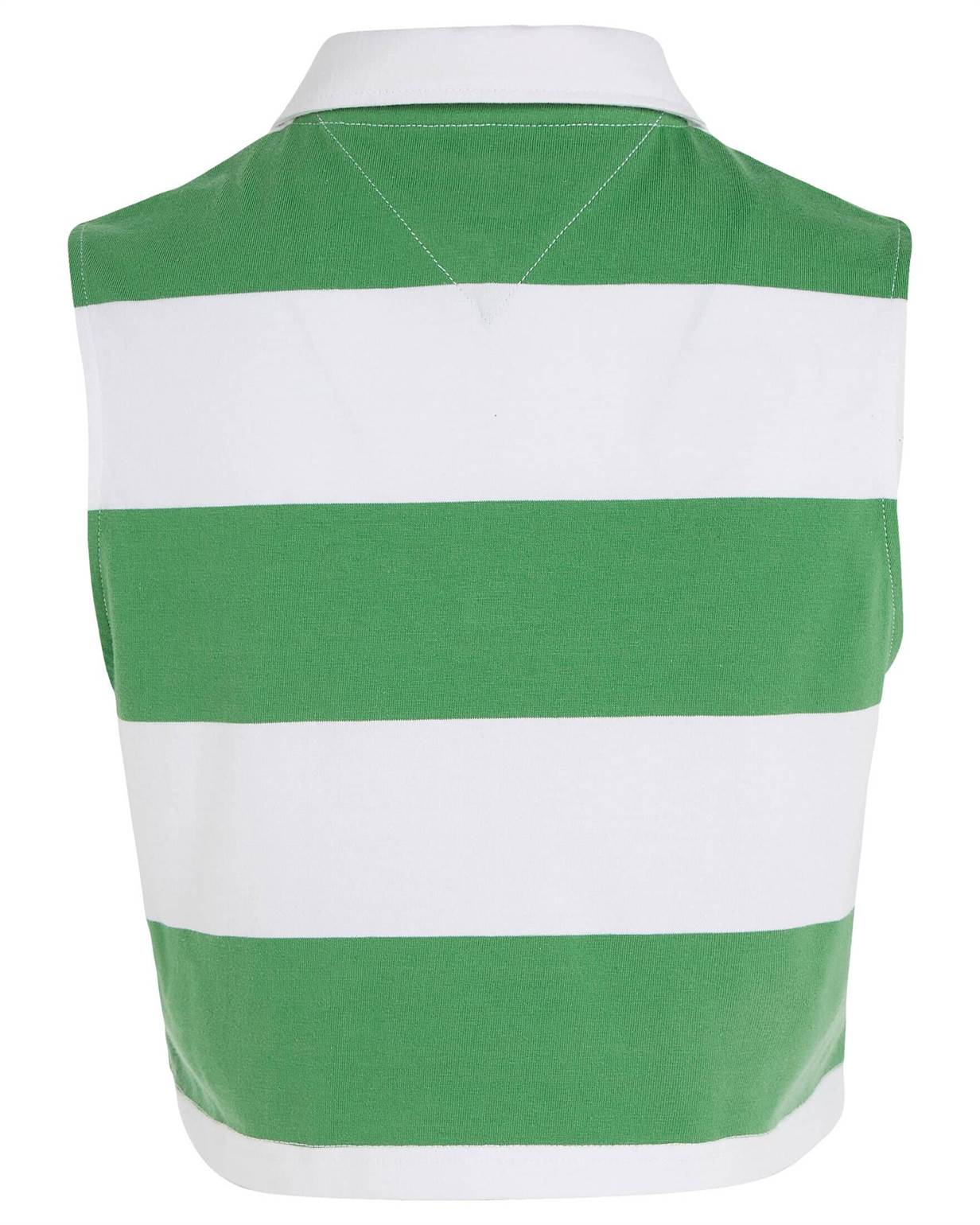 Tommy Jeans Crop Gestreept Poloshirt – Wit/Groen – Dames