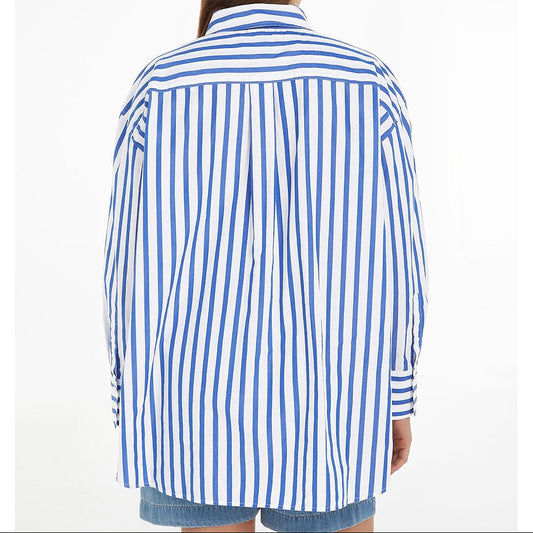 Tommy Hilfiger Oversized Gestreept Overhemd – Blauw/Wit – Dames