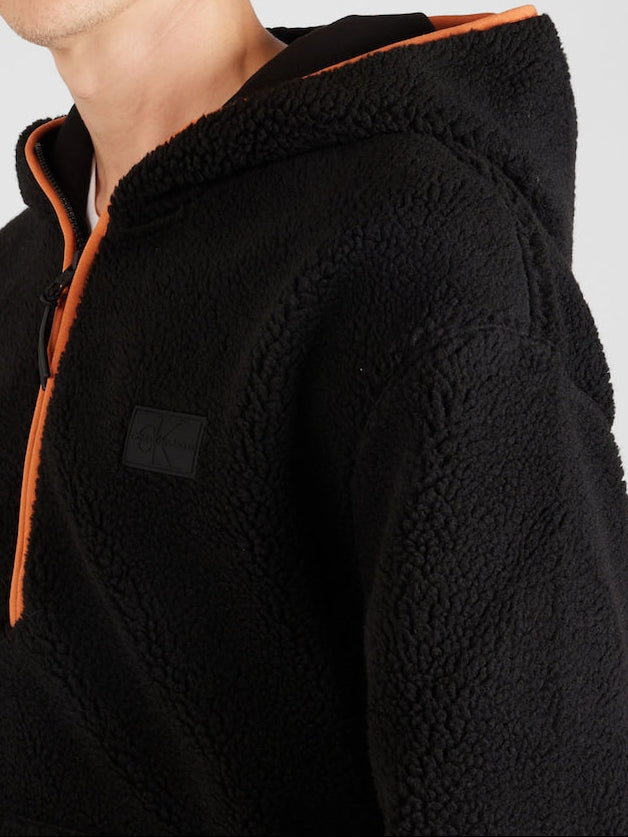 Calvin Klein Hoodie met Halve Rits – Zwart – Heren