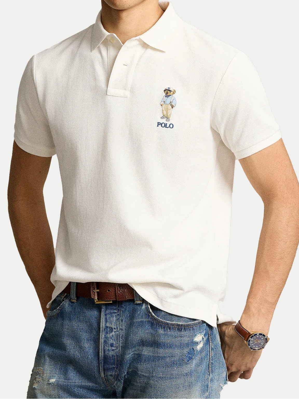 Ralph Lauren Bear Poloshirt – Wit – Heren