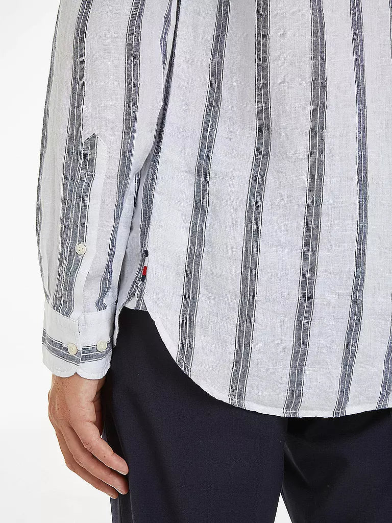 Tommy Hilfiger Gestreept Overhemd – Wit/Grijs – Heren