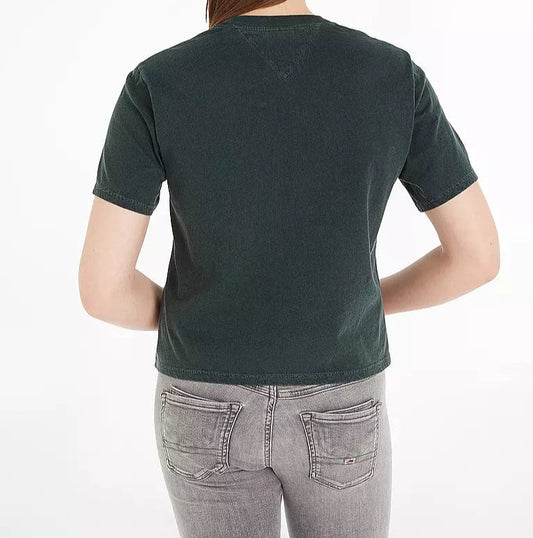 Tommy Jeans T-shirt met luipaardprint – Donkergrijs – Dames