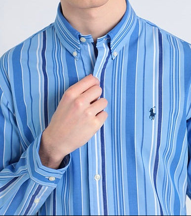 Ralph Lauren Gestreepte Blouse – Lichtblauw – Heren