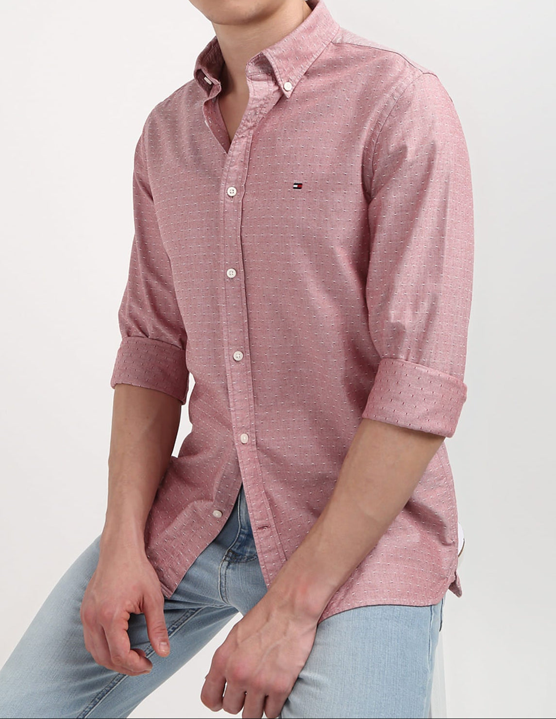 Tommy Hilfiger Slim Fit Shirt – Roze/Stippen – Heren