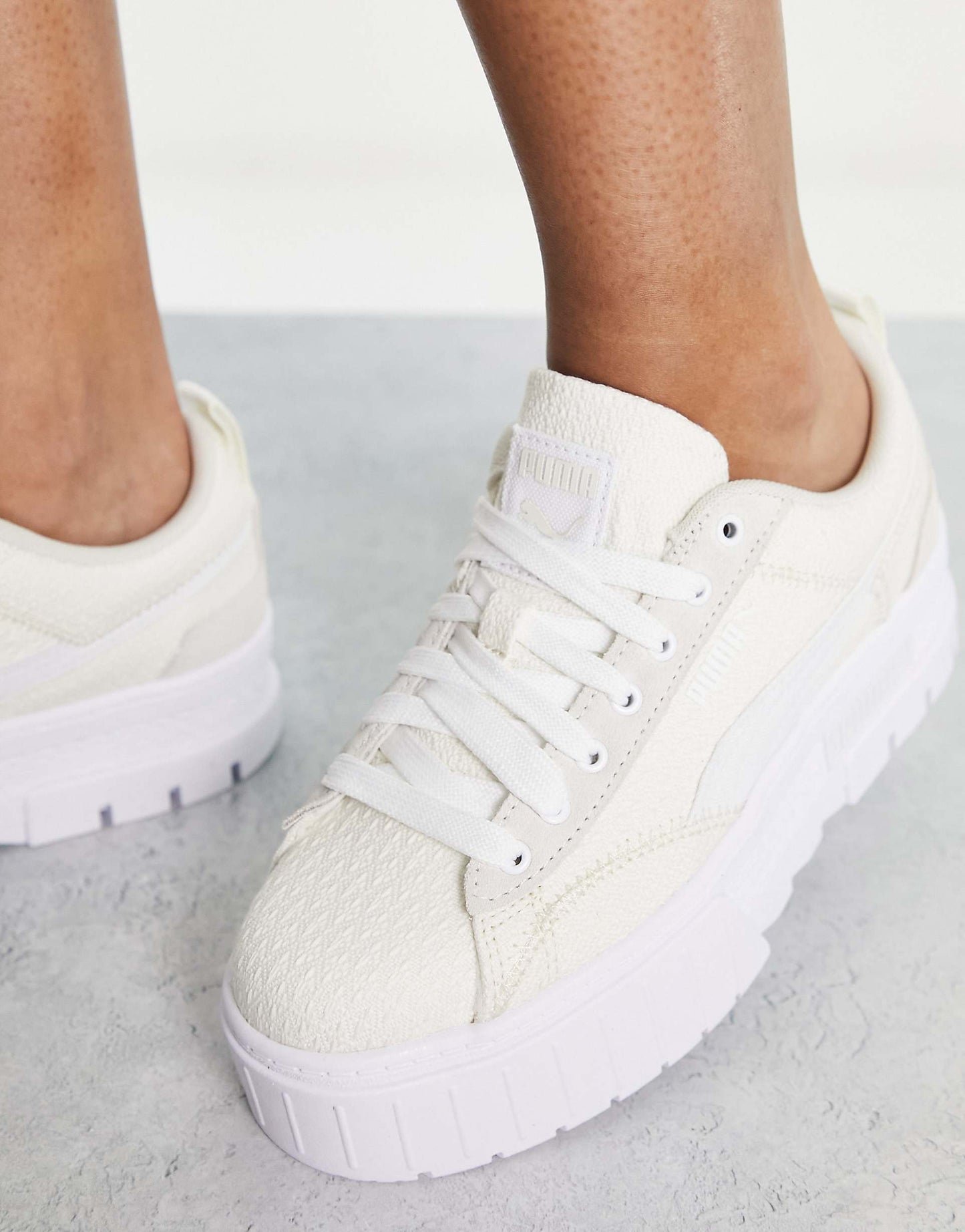 Puma Mayze Patchwork Sneakers – Beige/Wit – Dames