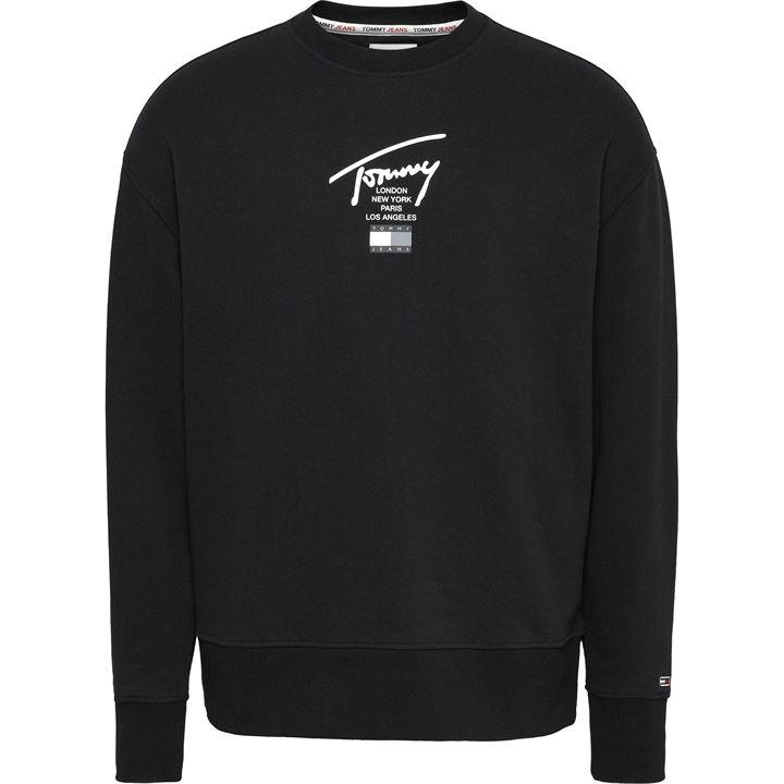 Tommy Jeans Modern Essential Signature Crew Trui – Zwart – Heren