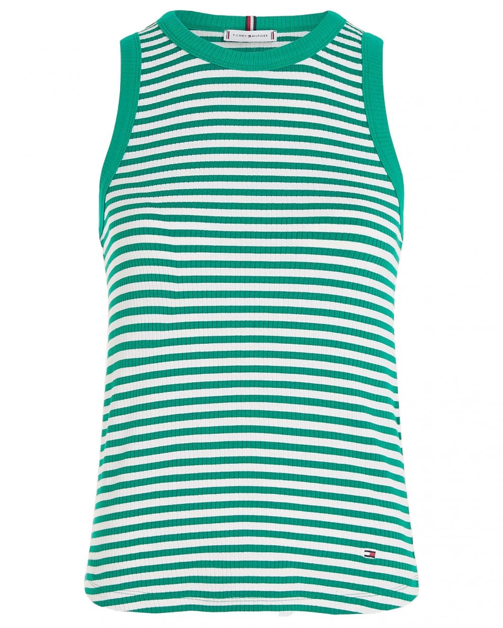 Tommy Hilfiger Tanktops Streep Rib Shirt – Wit/Groen – Dames