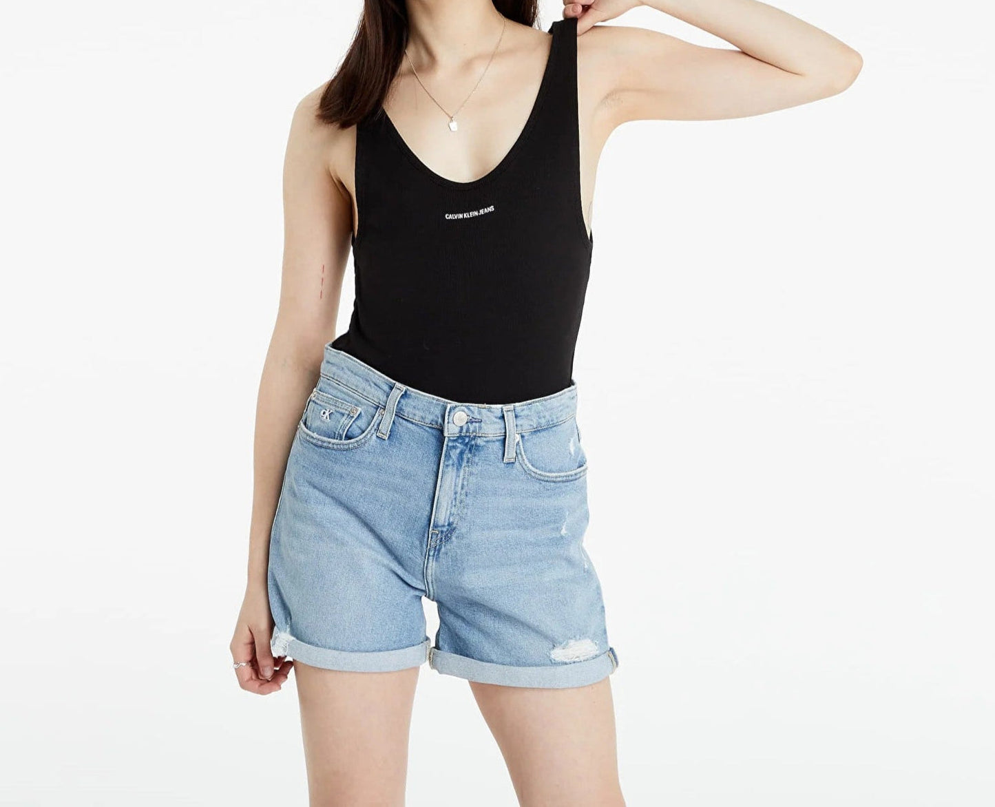 Calvin Klein Bodysuits Micro Branding Rib Shirt – Zwart – Dames