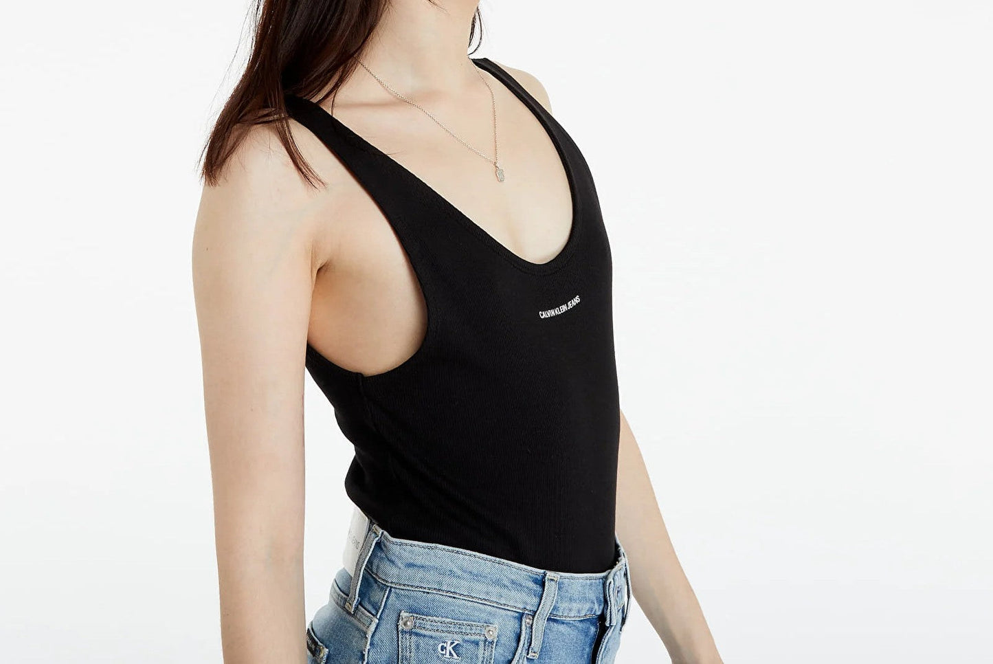 Calvin Klein Bodysuits Micro Branding Rib Shirt – Zwart – Dames