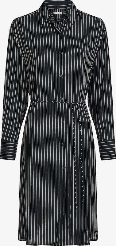 Tommy Hilfiger Crêpe Jurk met Ceintuur – Gestreept – Dames