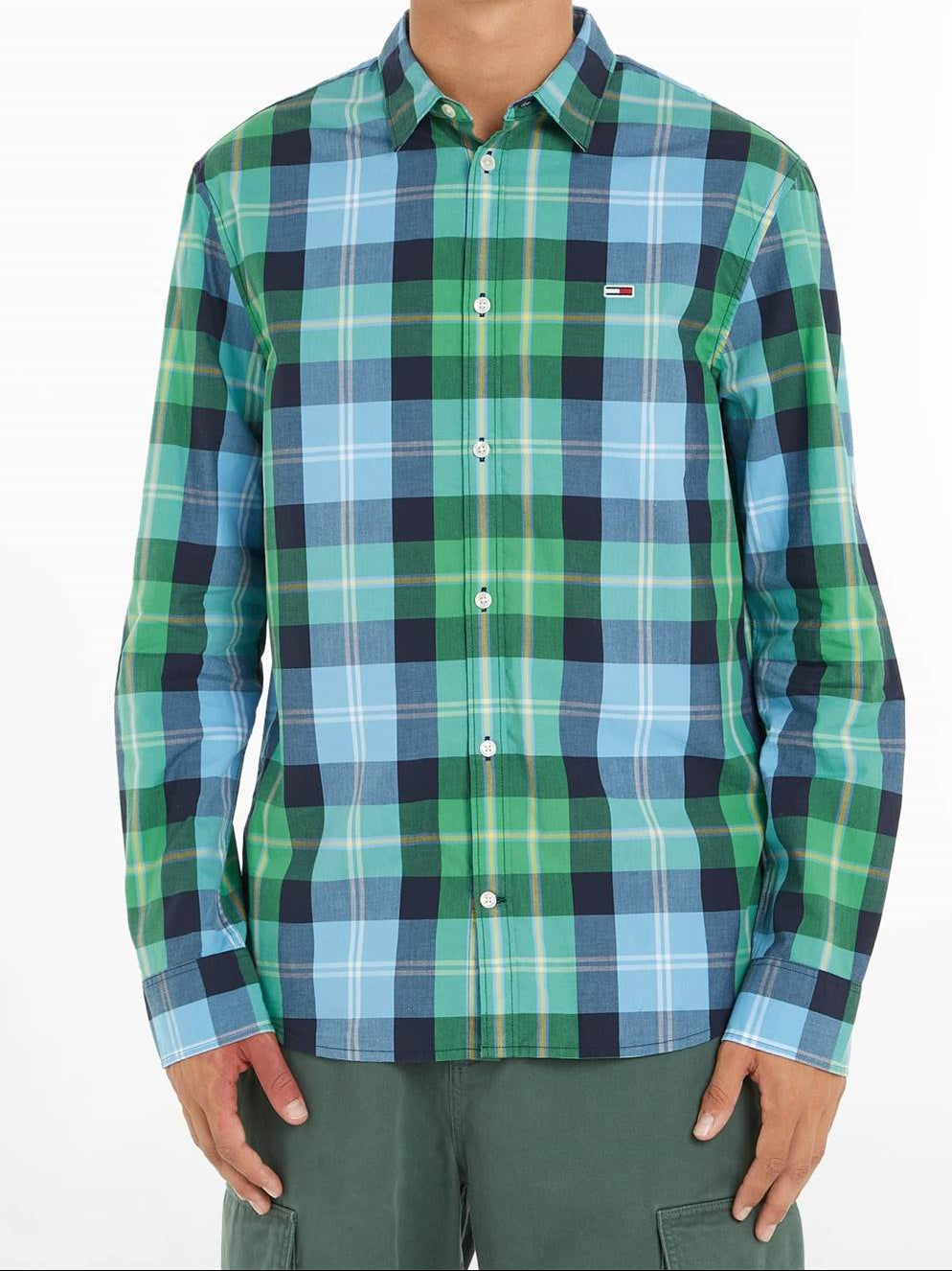 Tommy Hilfiger Casual Geruite Blouse – Groen/Blauw – Heren