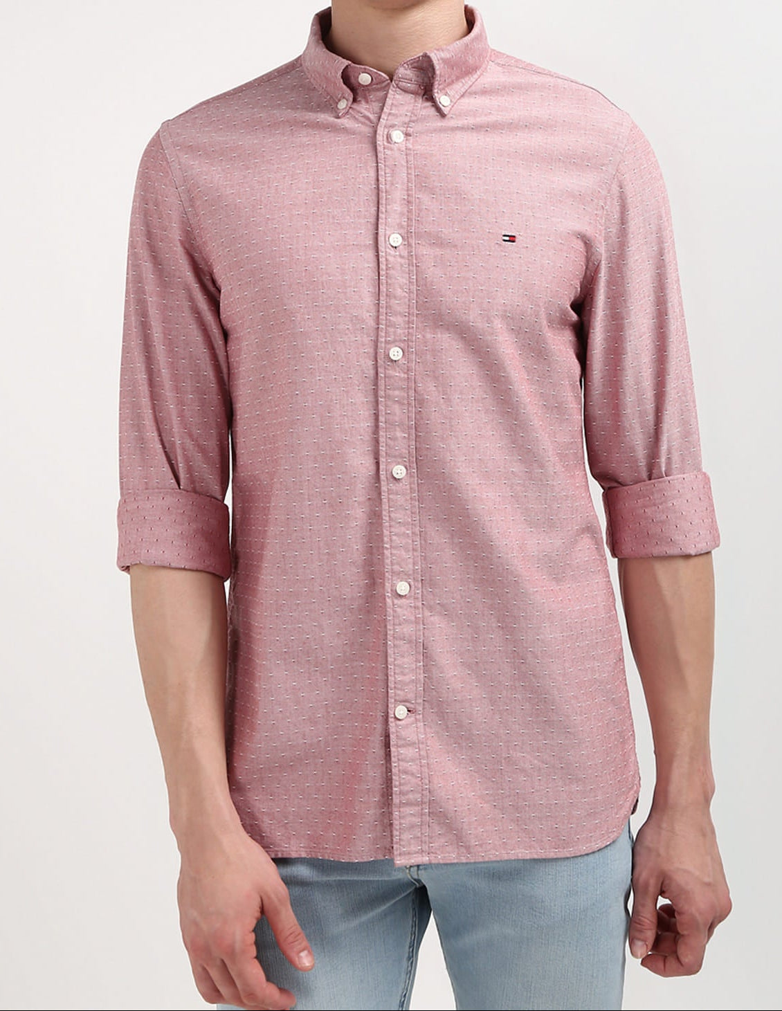 Tommy Hilfiger Slim Fit Shirt – Roze/Stippen – Heren