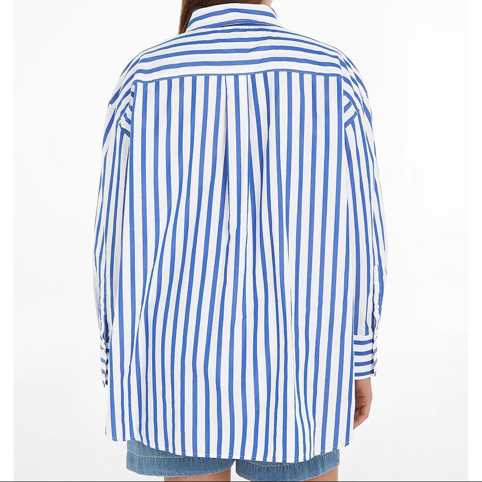 Tommy Hilfiger Oversized Gestreept Overhemd – Blauw/Wit – Dames