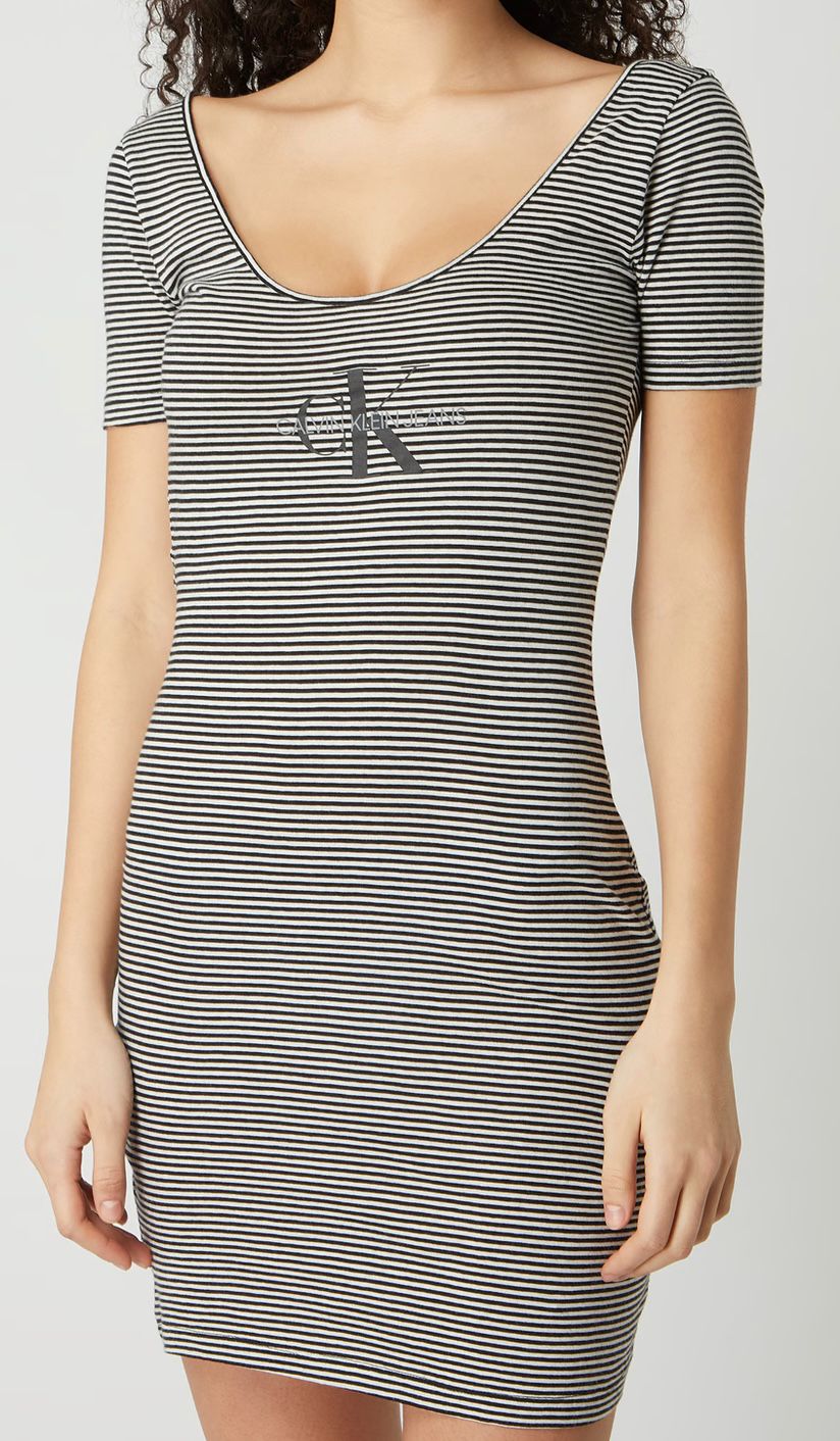 Calvin Klein Jeans Monogram Ballet Slim Jurk – Gestreep – Dames