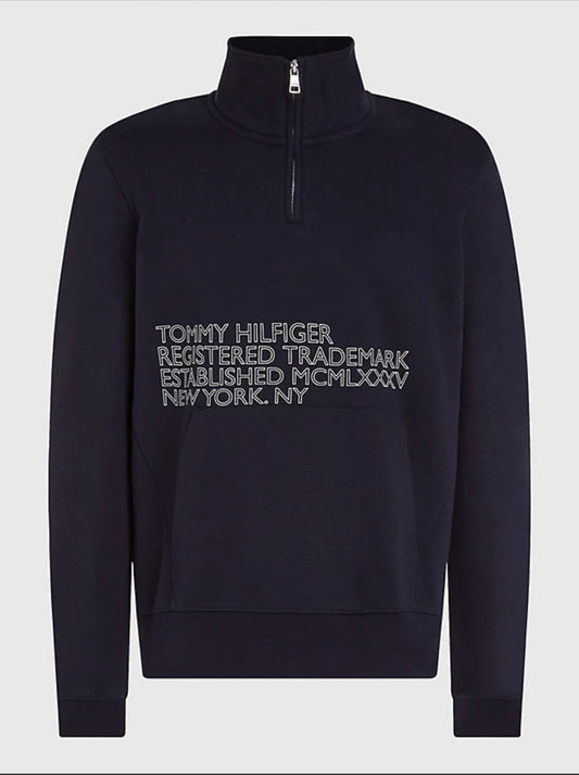 Tommy Hilfiger Graphic Rits Sweatshirt – Navy – Heren