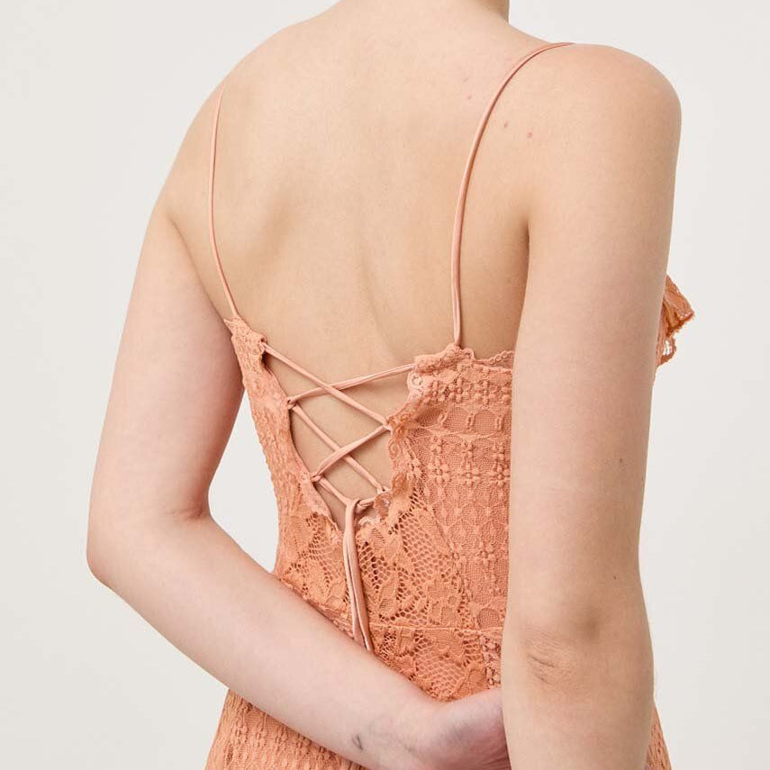 Guess Kanten Maxi Jurk – Oranje – Dames