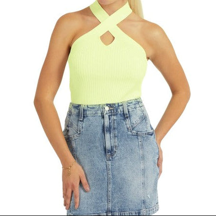 Guess Tanktop Crisscross-hals – Geel/Groen – Dames
