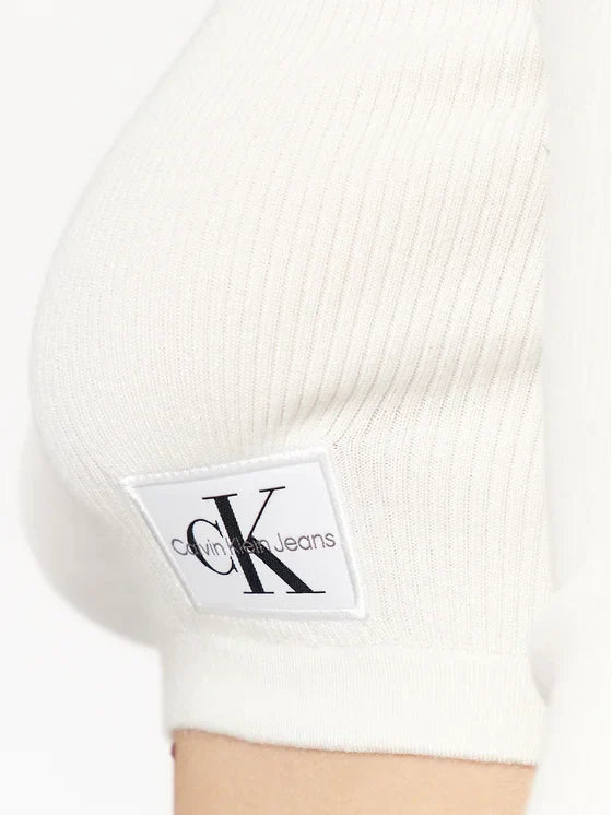 Calvin Klein Jeans Crop V-Neck Sweater – White – Women