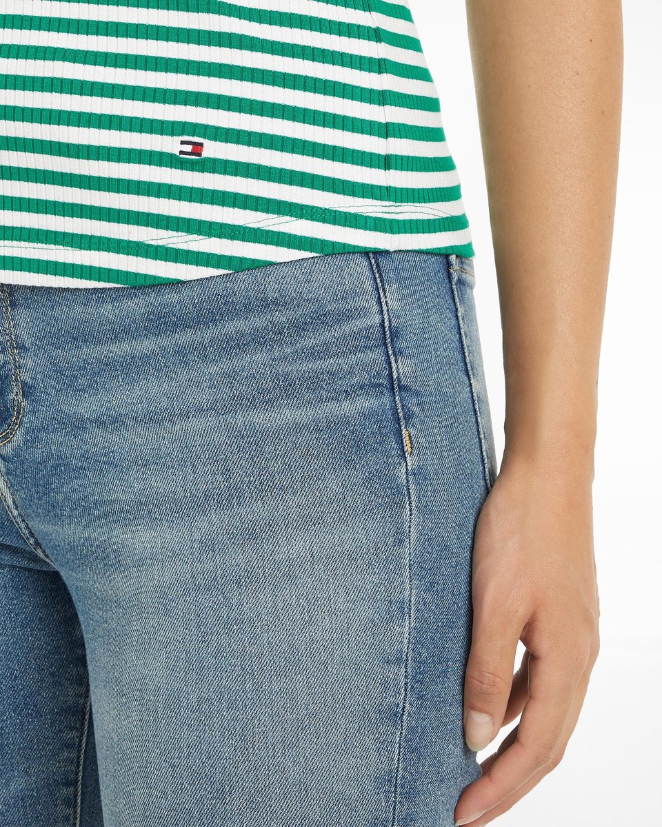 Tommy Hilfiger Tanktops Streep Rib Shirt – Wit/Groen – Dames