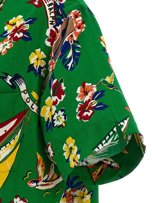 Ralph Lauren poloshirt met grafische print over de hele stof – Groen/Bloemen – Heren