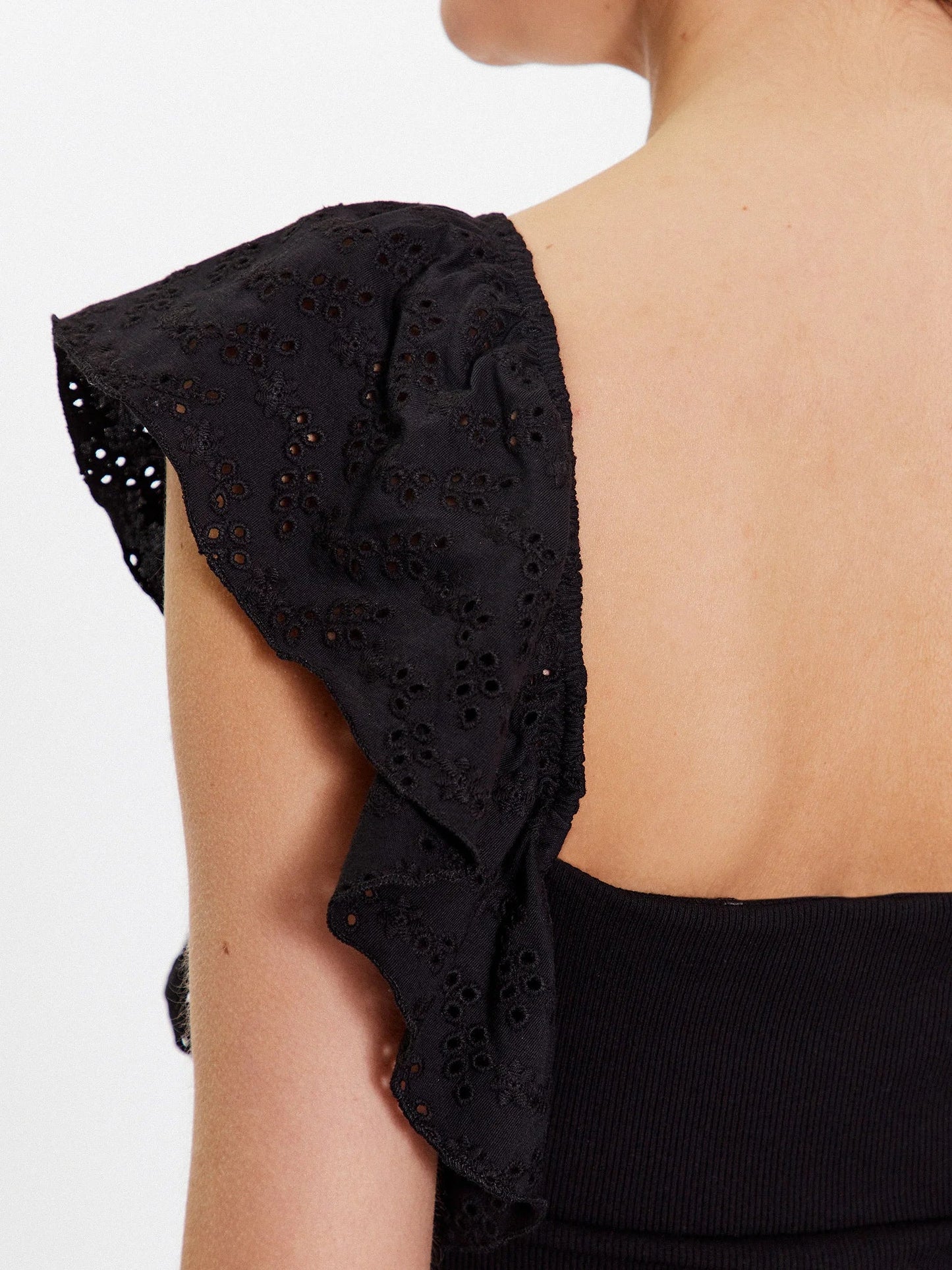 Guess Tops Raina Blouse met ruchesmouwen – Zwart – Dames