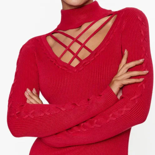Guess Uitgesneden Mini-Trui Jurk – Rood – Dames