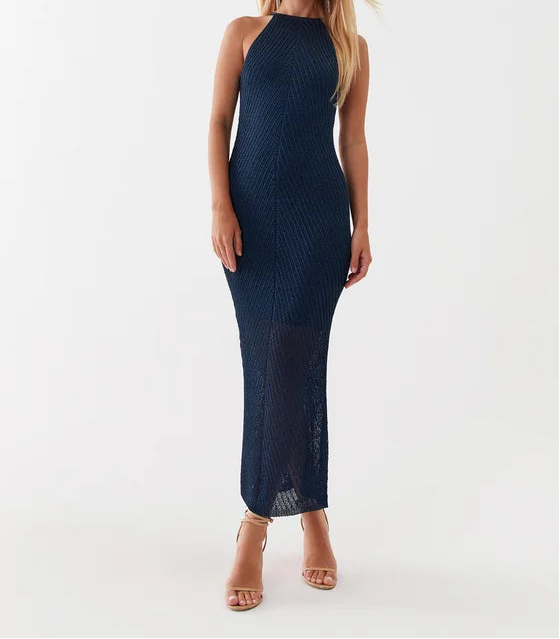 Guess Lurex Gebreide Jurk – Navy/Blauw – Dames