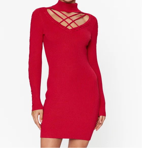 Guess Uitgesneden Mini-Trui Jurk – Rood – Dames