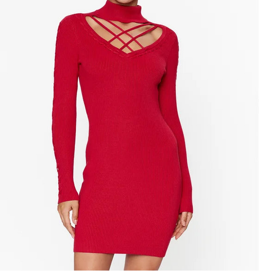 Guess Uitgesneden Mini-Trui Jurk – Rood – Dames