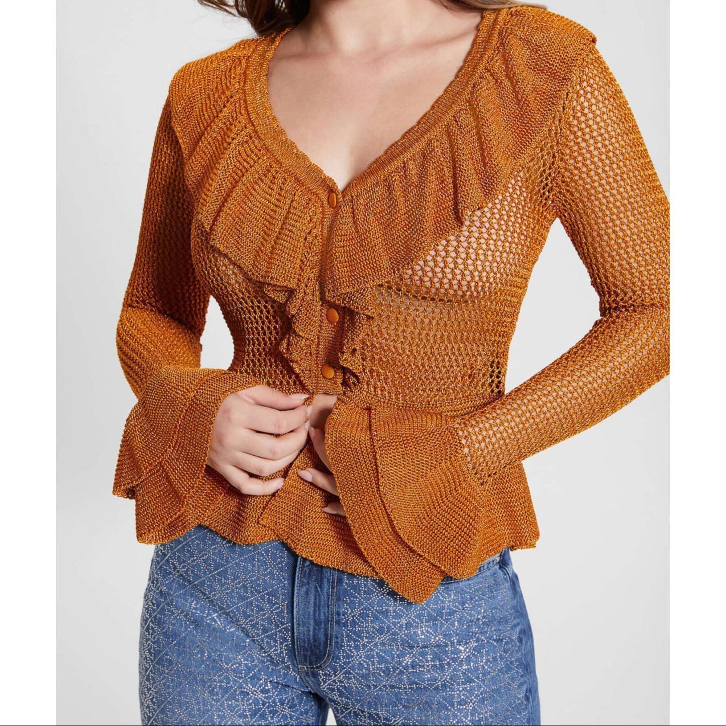 Guess Cardigans Savannah Lurex – Bruin – Dames