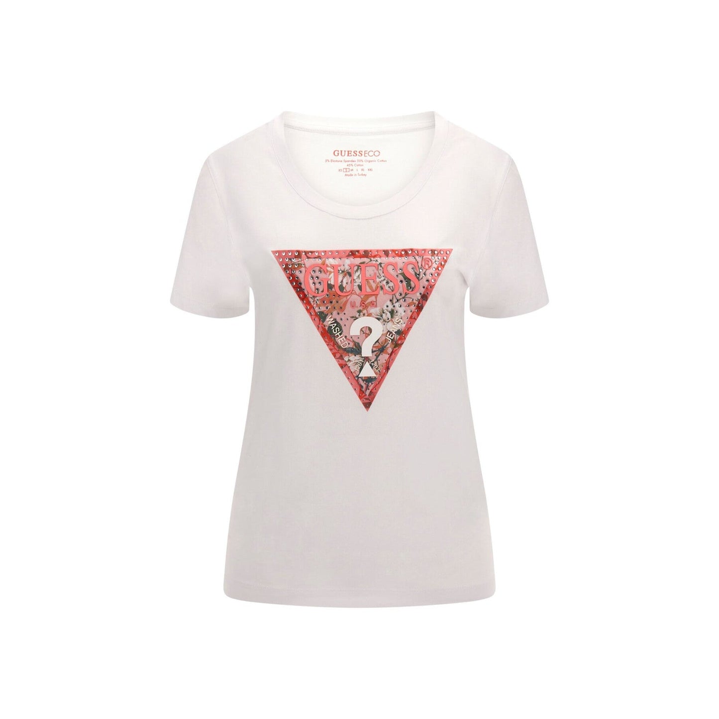 Guess Driehoek Logo T-shirt – Wit – Dames