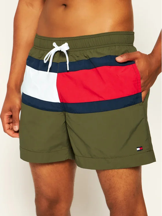 Tommy Hilfiger Zwemshort – Groen/Wit/Rood – Heren