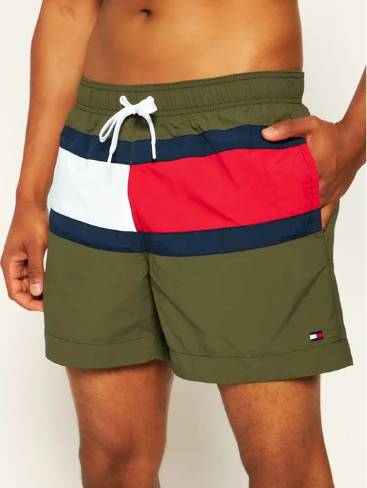 Tommy Hilfiger Zwemshort – Groen/Wit/Rood – Heren