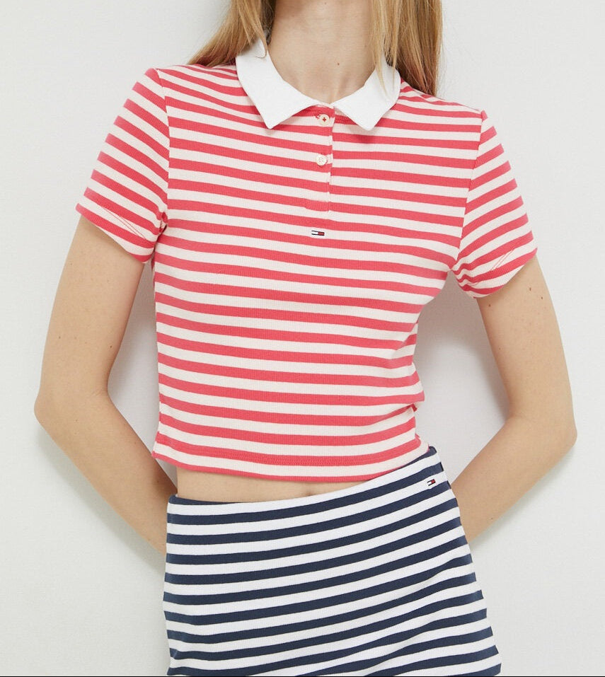 Tommy Hilfiger Gestreept Poloshirt – Roze – Dames
