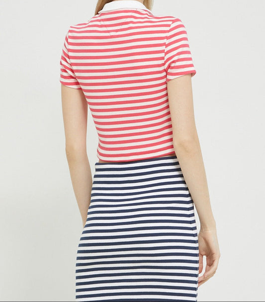 Tommy Hilfiger Gestreept Poloshirt – Roze – Dames