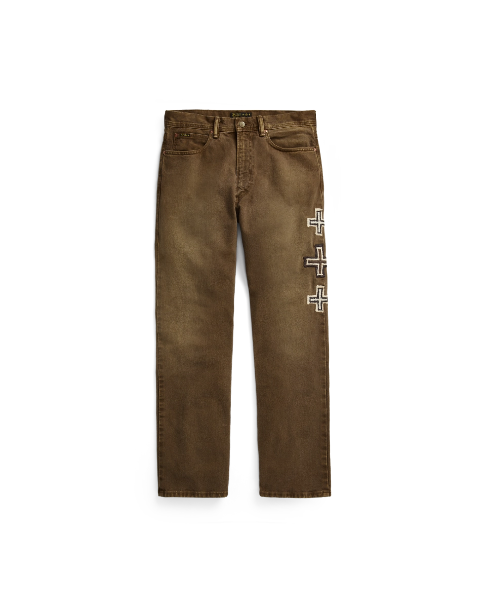 Polo Ralph Lauren x Naiomi Glasses Geborduurde Jeans – Gelimiteerde Editie - Bruin