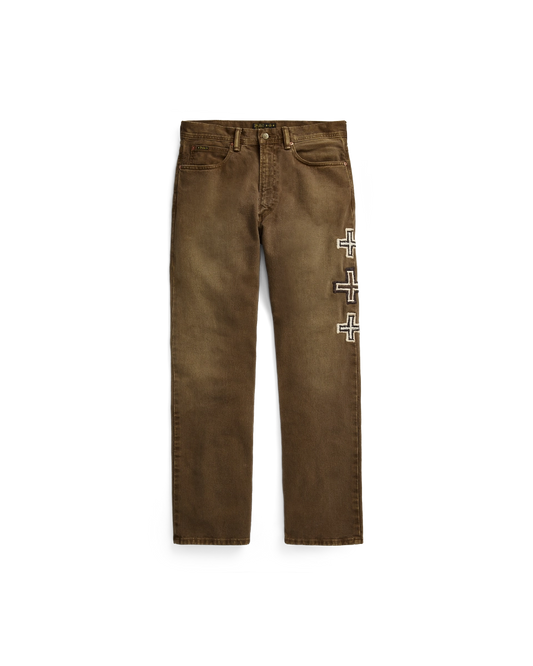 Polo Ralph Lauren x Naiomi Glasses Geborduurde Jeans – Gelimiteerde Editie - Bruin