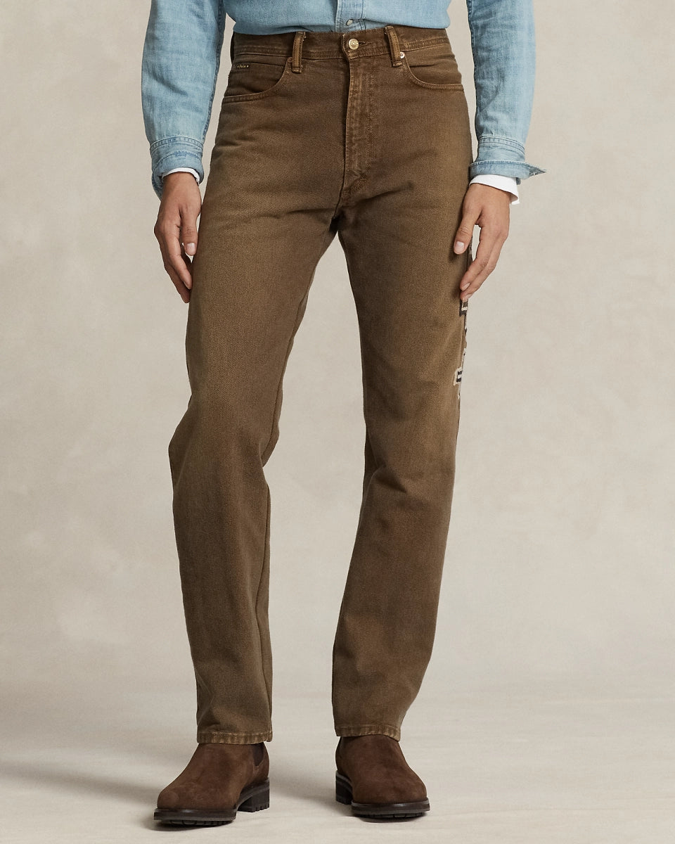 Polo Ralph Lauren x Naiomi Glasses Geborduurde Jeans – Gelimiteerde Editie - Bruin