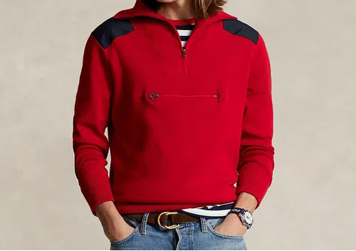 Ralph Lauren Trui met Korte Rits – Rood – Heren