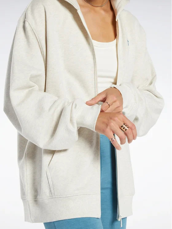 Reebok Classics oversized hoodie met lange rits – Beige – Dames