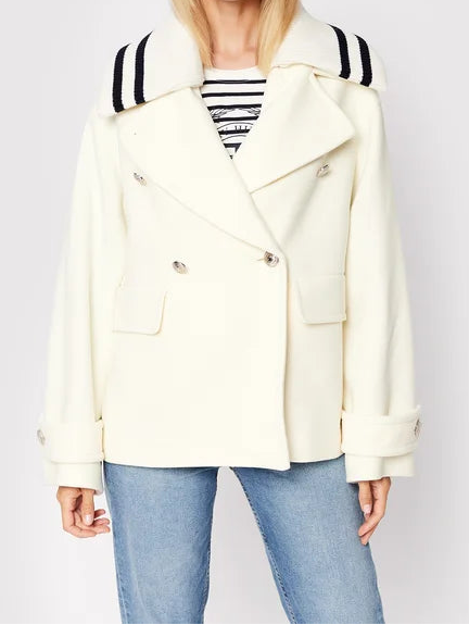 Tommy Hilfiger jas voor het overgangsseizoen – gestreept/beige – dames