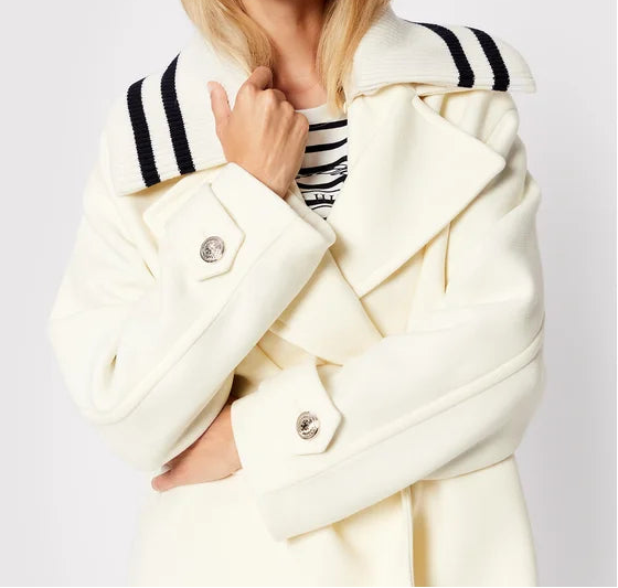 Tommy Hilfiger jas voor het overgangsseizoen – gestreept/beige – dames