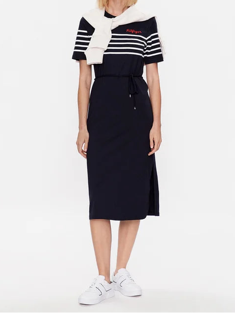 Tommy Hilfiger Casual Regular Fit Jurk – Marineblauw – Dames