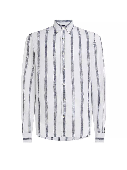 Tommy Hilfiger Gestreept Overhemd – Wit/Grijs – Heren